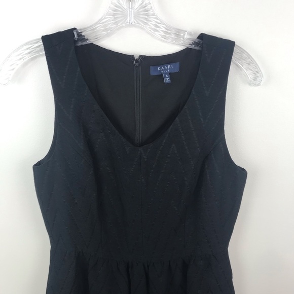 Kaari Blue Solid Black Scoop Neck Patterned Dress With Pockets Size 4 - Picture 2 of 8